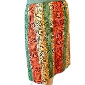 1960s Vintage Bright Cotton Print Straight Slim Pencil Skirt Waist 26 Small